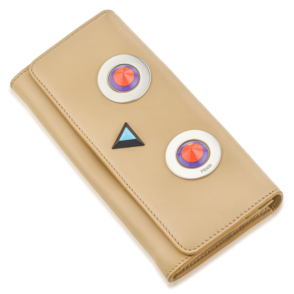 Authentic Fendi Hypnoteyes wallet in Beige color Leather